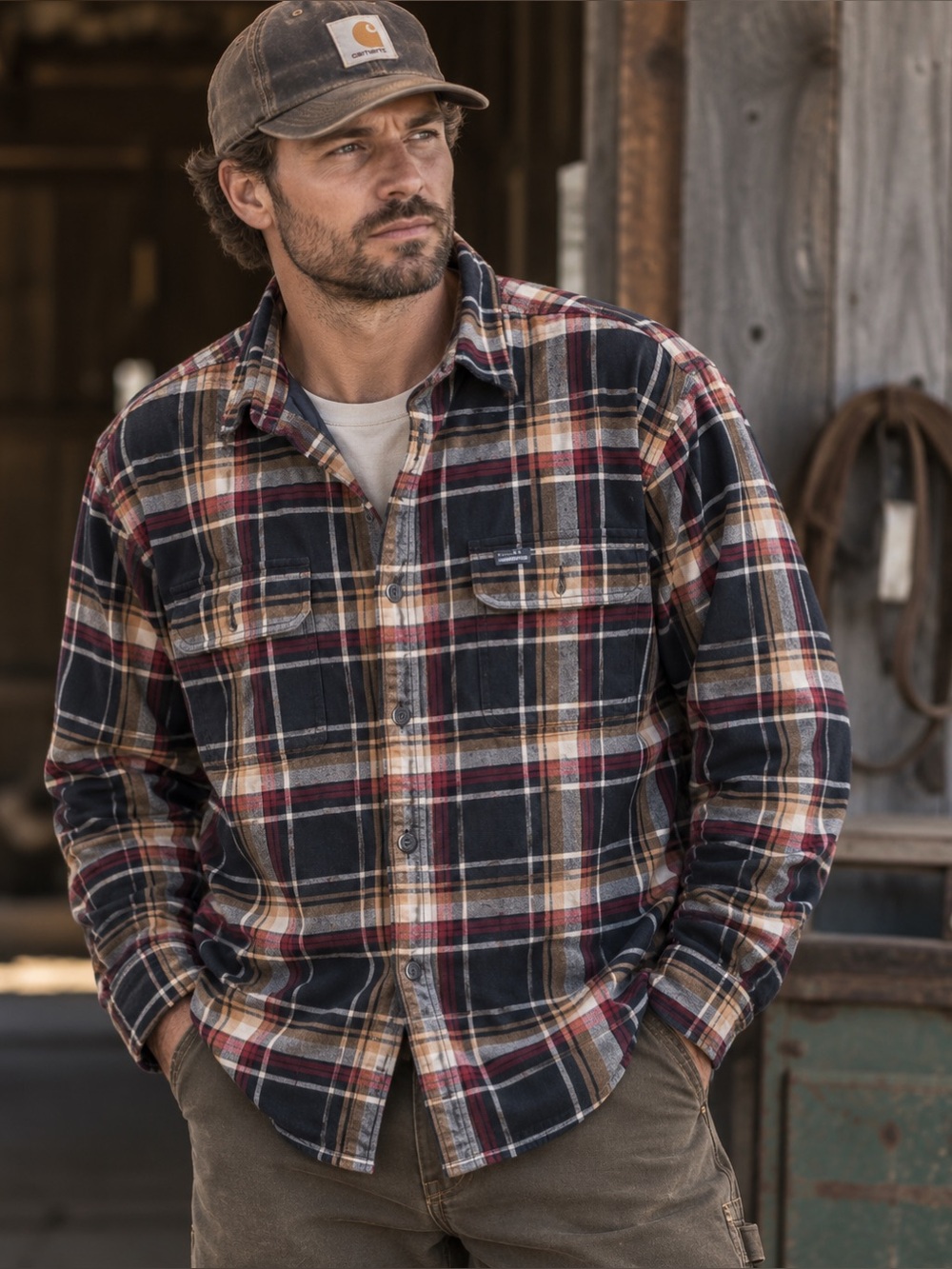 Carhartt thermal lined plaid jacket